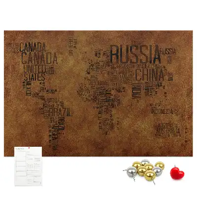 Nástenka do detskej izby s mapou sveta a názvami krajín