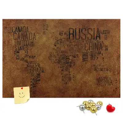 Nástenka do detskej izby s mapou sveta a názvami krajín