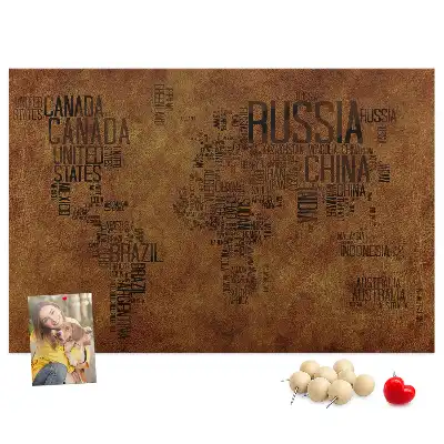 Nástenka do detskej izby s mapou sveta a názvami krajín