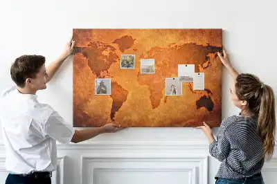 Veľká korková nástenka s mapou sveta