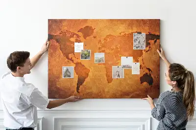 Veľká korková nástenka s mapou sveta