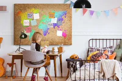 Korková nástenka v tvare kontinentov sveta