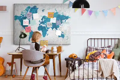 Veľkoformátová nástenka do detskej izby s mapou sveta