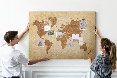 Korková nástenka Mapa sveta v starom štýle