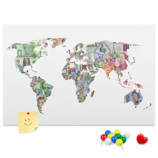 Korková nástenka Bankovky s mapami