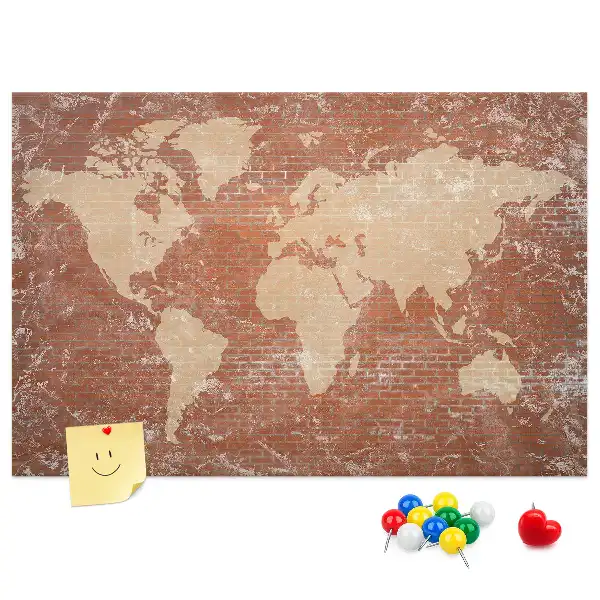 Nástenka do detskej izby Mapa sveta na tehle