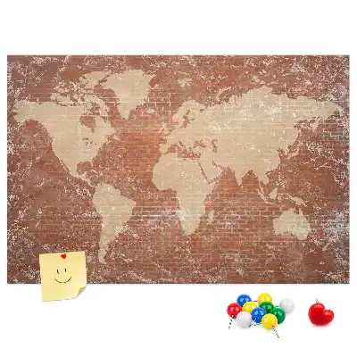 Nástenka do detskej izby Mapa sveta na tehle