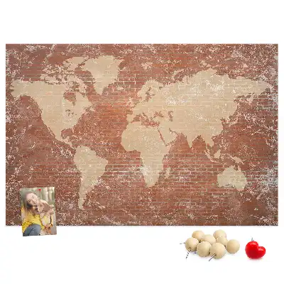 Nástenka do detskej izby Mapa sveta na tehle