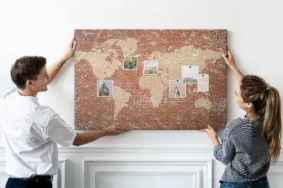 Nástenka do detskej izby Mapa sveta na tehle