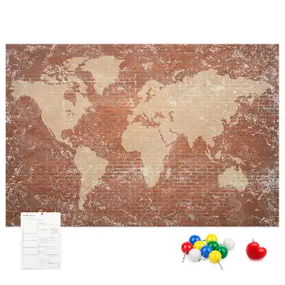 Nástenka do detskej izby Mapa sveta na tehle