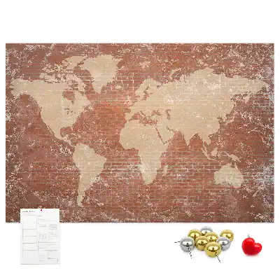 Nástenka do detskej izby Mapa sveta na tehle