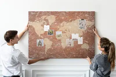 Nástenka do detskej izby Mapa sveta na tehle
