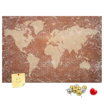 Nástenka do detskej izby Mapa sveta na tehle
