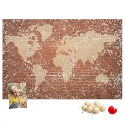 Nástenka do detskej izby Mapa sveta na tehle