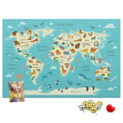 Nástenka do detskej izby Mapa sveta zvierat