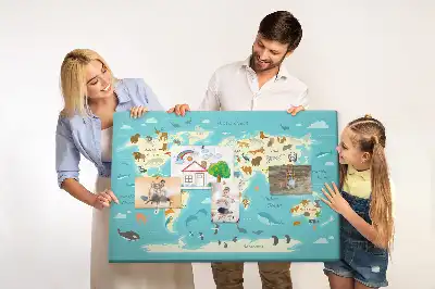 Nástenka do detskej izby Mapa sveta zvierat