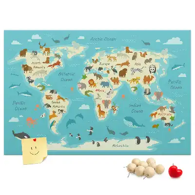 Nástenná ilustrovaná mapa sveta s faunou do detskej izby