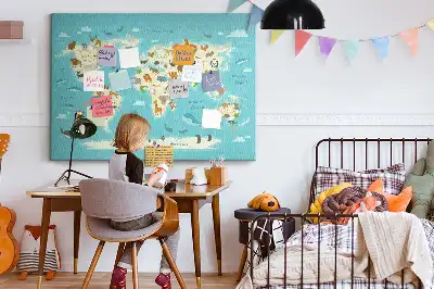 Nástenka do detskej izby Mapa sveta zvierat