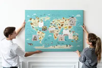 Nástenka do detskej izby Mapa sveta zvierat