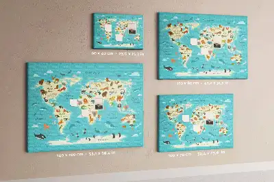 Nástenka do detskej izby Mapa sveta zvierat