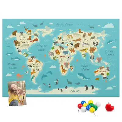 Nástenná ilustrovaná mapa sveta s faunou do detskej izby