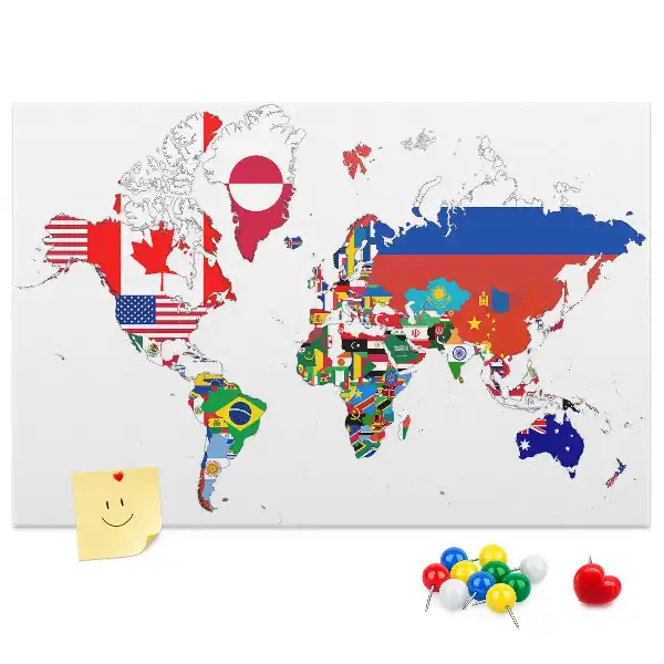 Nástenka do detskej izby Mapa štátnych vlajok