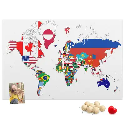 Nástenka do detskej izby Mapa národných vlajok