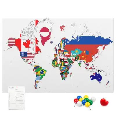 Nástenka do detskej izby Mapa národných vlajok