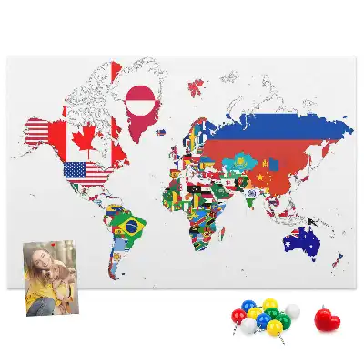 Nástenka do detskej izby Mapa národných vlajok