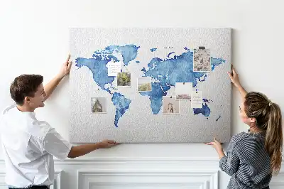 Nástenka do detskej izby Mapa sveta akvarely