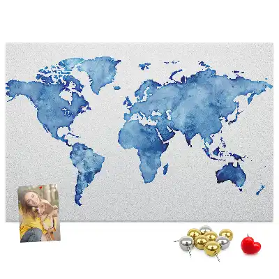 Nástenka do detskej izby Mapa sveta akvarely