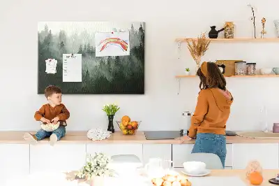 Korková nástenka Les v hmle ráno