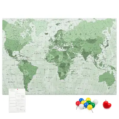 Korková nástenka mapa sveta so štátnymi hranicami