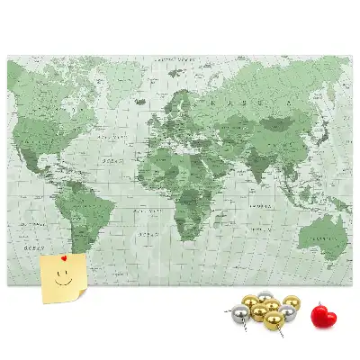 Korková nástenka mapa sveta so štátnymi hranicami