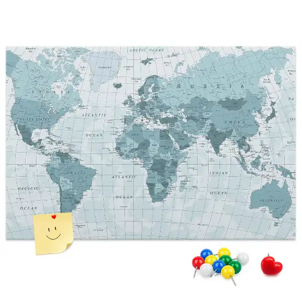 Korková nástenka s mapou sveta