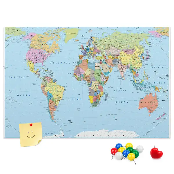 Korková nástenka s mapou sveta