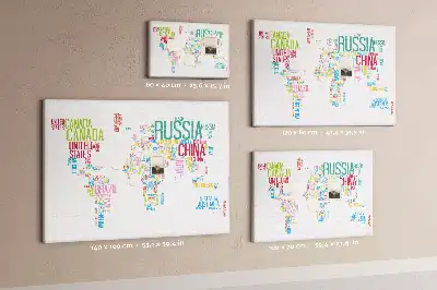 Nástenka do detskej izby s mapou sveta a názvami štátov