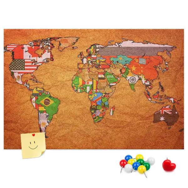 Nástenná mapa sveta s vlajkami do detskej izby