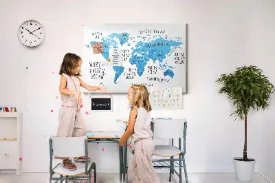 Nástenná korková tabuľa do detskej izby Modrá mapa Zeme
