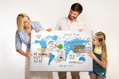 Nástenná korková tabuľa do detskej izby Modrá mapa Zeme