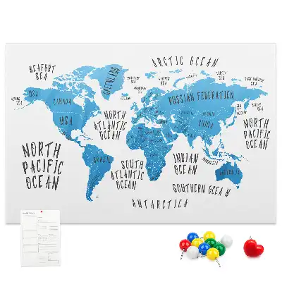 Nástenná korková tabuľa do detskej izby Modrá mapa Zeme