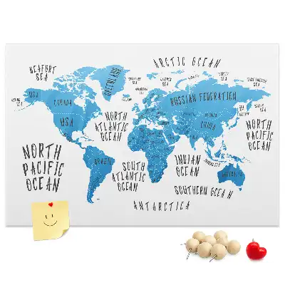 Nástenná korková tabuľa do detskej izby Modrá mapa Zeme