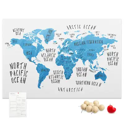 Nástenná korková tabuľa do detskej izby Modrá mapa Zeme