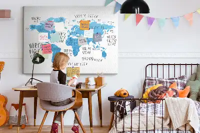 Nástenná korková tabuľa do detskej izby Modrá mapa Zeme