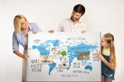 Nástenná korková tabuľa do detskej izby Modrá mapa Zeme