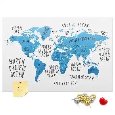 Nástenná korková tabuľa do detskej izby Modrá mapa Zeme