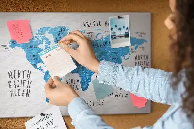 Nástenná korková tabuľa do detskej izby Modrá mapa Zeme
