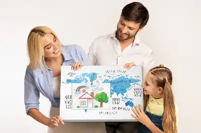 Nástenná korková tabuľa do detskej izby Modrá mapa Zeme