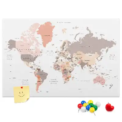 Korková nástenka Detailná mapa sveta