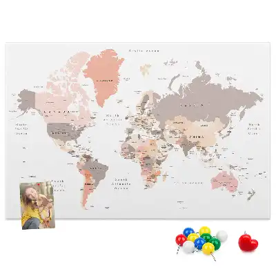 Korková nástenka Detailná mapa sveta